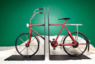 Metal Bicycle Bookends Set Black Dark Red Detailed Bike Vintage Home Deco Office