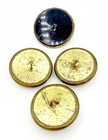 Set Of 4 Antique Gay 90s Large Amber Jeweled Brass Button Buttons