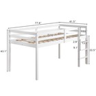 Twin Low Loft Bed White Wooden Kids Bunk Beds W  Ladder Space Saving Frame Slats