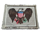 Vintage 70s Latch Hook Rug Wall Hanging Eagle Usa Patriotic Completed