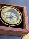 Vintage  Ship Nautical Vintage-style Brass Gimbaled Marine Compass W  Wood Box