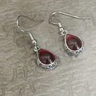 Vintage Red Water Drop Crystal Hollow Silver Plated Dangle Earrings For Women