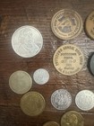 Vintage Lot 25  Tokens Wooden Nickels Look Medallions Sunoco Cars Presidents 
