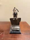 Vintage Delaware Park Bronze  Racehorse Being Ridden By A Jockey Marble Base