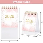 Mini Desk Calendar 2026  Small Standing Flip With Twin-wire White