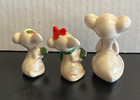 Vintage Trio Of Porcelain Christmas Caroling Miniature Mice Figurines