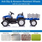 12v Battery-powered Blue Toy Tractor With Trailer For Kids