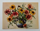Vintage Jo Roelofs 6x8 Floral Print  Daisies  Hibiscus  Beautiful Wall Decor