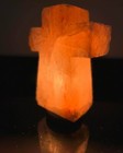 Pink Himalayan Salt Lamp  Hand Carved-cross Shape With Switch And Wooden Base 