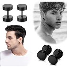 Black Stud Earrings Faux Gauges Ear Tunnel Stainless Steel Earrings Men Women Us