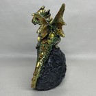 Green Dragon Geode Figurine Fantasy Resin Statue Crystal Cave Decor