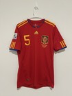 Spain 2010 Home Jersey Puyol  5 World Cup Patch Germany Match Details Size M