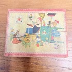 Antique Victorian Lithograph 6-view Picture Wooden Toy Blocks Puzzle In Wood Box