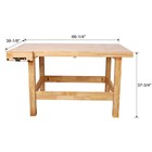 Solid Hevea Wood Workbench 66  Ultra-heavy 250lbs Woodworking Table W  Vise
