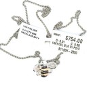 Nib Effy Sterling Silver 14k And Black Diamond Bee Necklace Retail  754