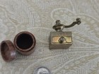 Vintage Miniature Brass Coffee Grinder   Wooden Coffee Canister Set  1 12 Scale