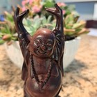 Vtg  Buddha 1920s Handcarved  Teakwood Standing Figure 5 25  T X 2   W Antique 