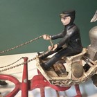 Vintage 22  Large Cast Iron 3-horse Drawn Fire Engine Truck Pumper With Fireman