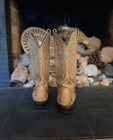 1980   s Vintage Dan Post Python Snakeskin Cowboy Boots - Two-tone Western Exotic