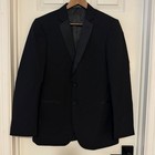 Black Formal Tuxedo Jacket Satin Notch Lapel Two Button Blazer 34r