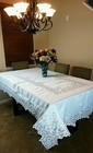 Solid White Wedding 72x126  Embroidery Cutwork Embroidered Tablecloth 12 Napkins