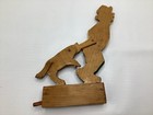 Vintage Folk Art Wooden Toy Dog Pulling Man   s Coat Mechanical Toy