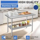 Mesa De Acero Inoxidable De 24x30 Pulgadas Con 2 Niveles Ajustables Nuevo