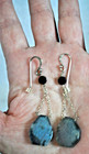 Barse Stone Drop Earrings 925 Sterling Silver Dangles Blue Black Boho