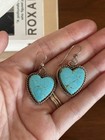 Joan Slifka Vintage Sterling Silver Turquoise Heart Dangle Earrings