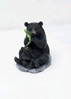 Dwk Wild Black Bear Catching Fish W cub Wood Figurine Animal Home Decor