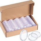 100 Pcs 25 Mm Coin Holder Capsules Clear Round Plastic Container 25