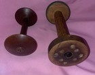 2 Vintage Antique Rare Very Large Wooden Hand Weaving Spools Bobbins