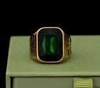 Rare Emerald 14k Gold Plated Women Ring Banzhi Jewelry Good Gift With Box