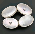 Art Deco 14k Gold Larter Sons Mop Diamond Cufflinks 7 4g Mother Pearl Antique 