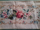 Wool   Cotton Rose Floral Needlepoint Panel Bench Dresser Table Runner 14  X 39 