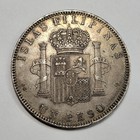 1897 Spain Philippines One Peso Nice Au Circulated Light Scratches  k390