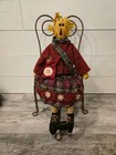 Vintage Primitive Christmas Rag Doll Snowman Folk Art Plaid Decor Cozy Handmade