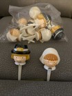 Lot Of 12 Vintage Thanksgiving Men Women Pilgrims Cupcake Picks Cake Decorations