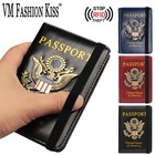 Usa Rfid Passport  America  Cover Holder Faux Leather Wallet Id Cards Slots Case
