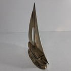 Vintage Solid Brass Sail Boat Nautical Ship  7   x6    