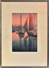 Koitsu Tsuchiya - Orig  1940s Woodblock - Watanabe Edition - Sunset At Tomonotsu