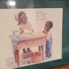 Black Americana Framed Print Wall Art  Children Baking At Table Scene