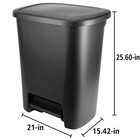 20 4 Gallon Step-on Trash Can  Plastic Extra Large Kitchen Trash Can  Black