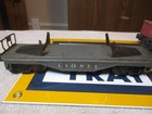 Post War Lionel O Gauge Gray Steel 1950s Log pipe Flat Car Good Cond 
