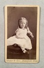 1860   s Antique Cdv Photo Beautiful Baby Girl Toddler Sausage Curls Civil War Era