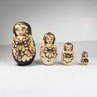 Hand Painted Russian 4 Piece 5    Nesting Dolls Beautiful Wood Burned Gold Accents