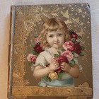 Antique  scraps  Scrapbook Album W  Embossed Cover Girl   Roses  Paper Scraps