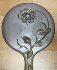 Antique Art Nouveau Bevel Edge Hand Mirror Floral Flowers Vine Leaves  patented 