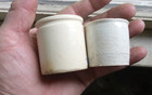 Pair Of White Ceramic Ointment Pots Medical Salve Jars Dug In 1860 Privy