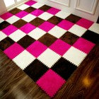 25x25cm Kids Carpet Foam Puzzle Mat Eva Shaggy Velvet Baby Eco Floor 7 Colors